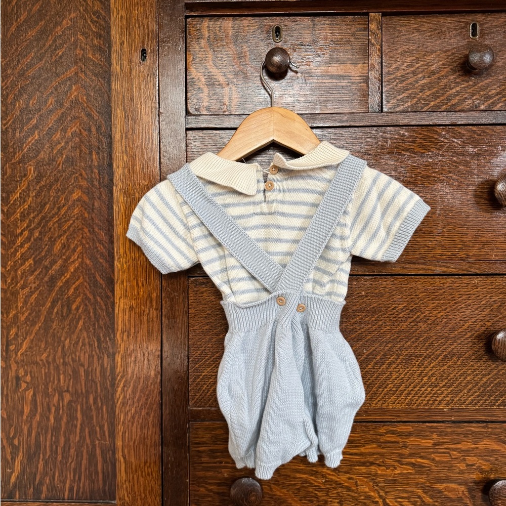 Fin & Vince Striped Knit Blue Kids Set - Picture 4 of 4